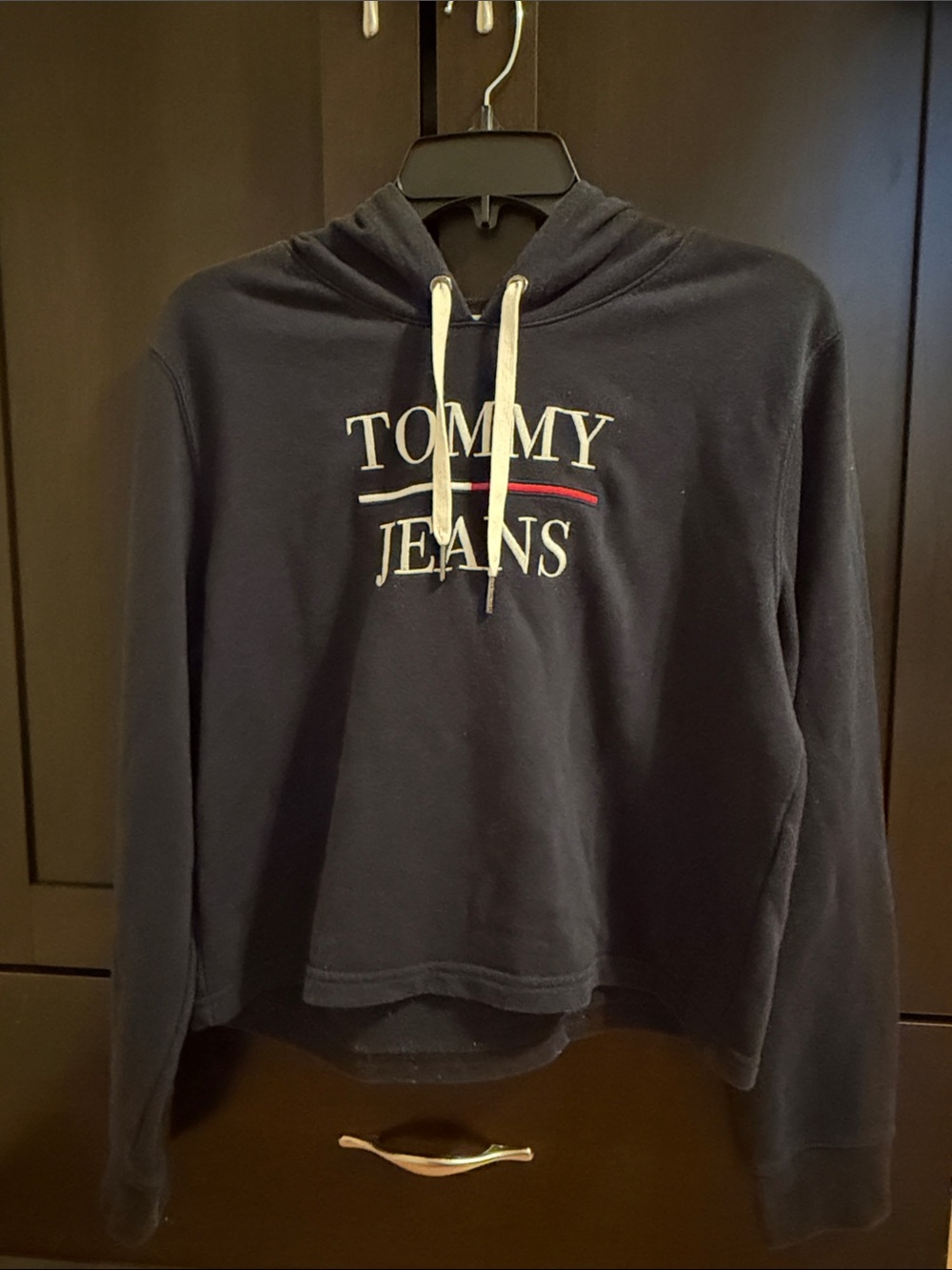 TOMMY HILFIGER Navy Crewneck Hoodie with Contrast Logo